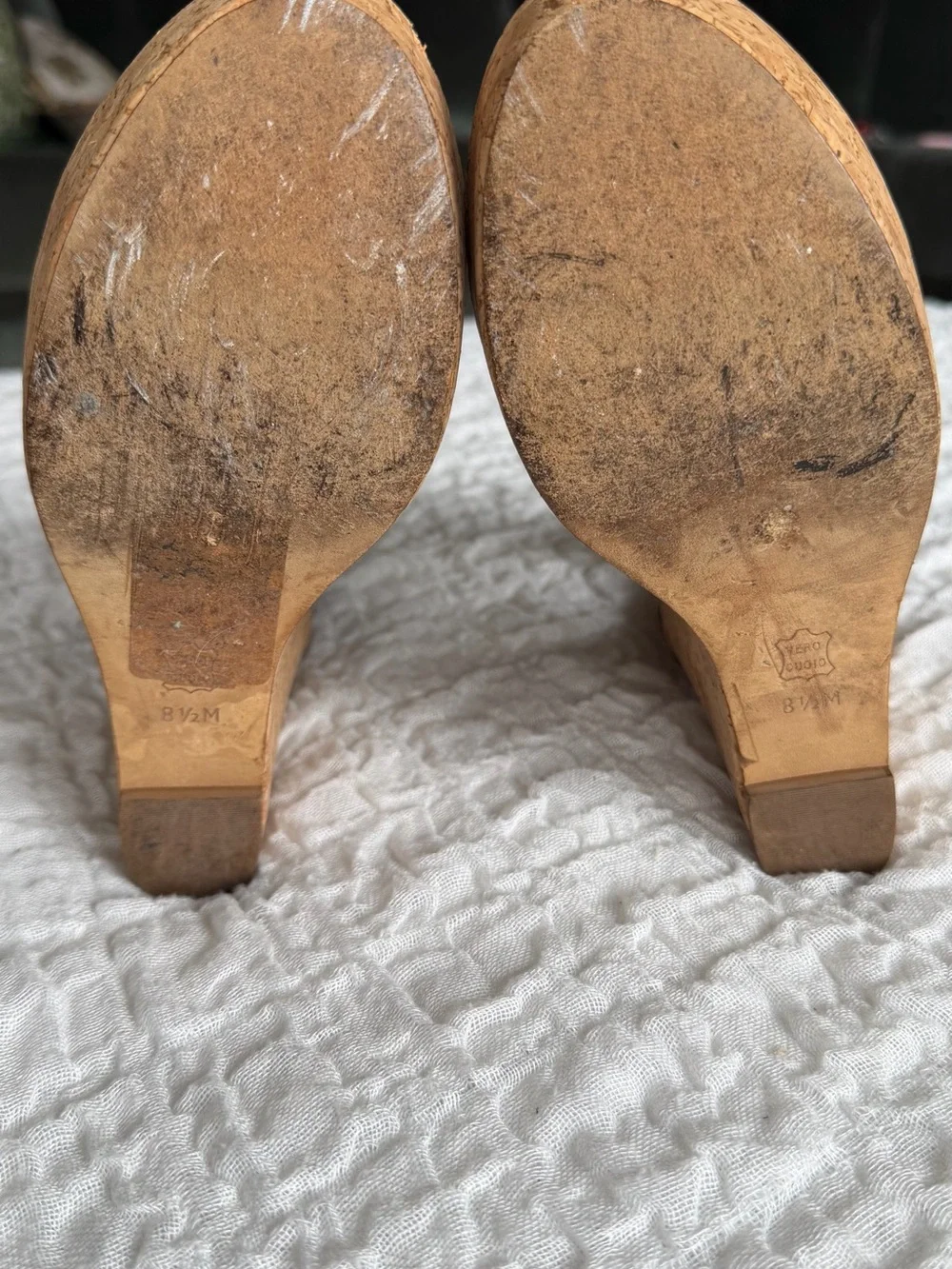 Tory Burch Leather Annamarte Strappy Cork Wedge Sandals Size 8.5